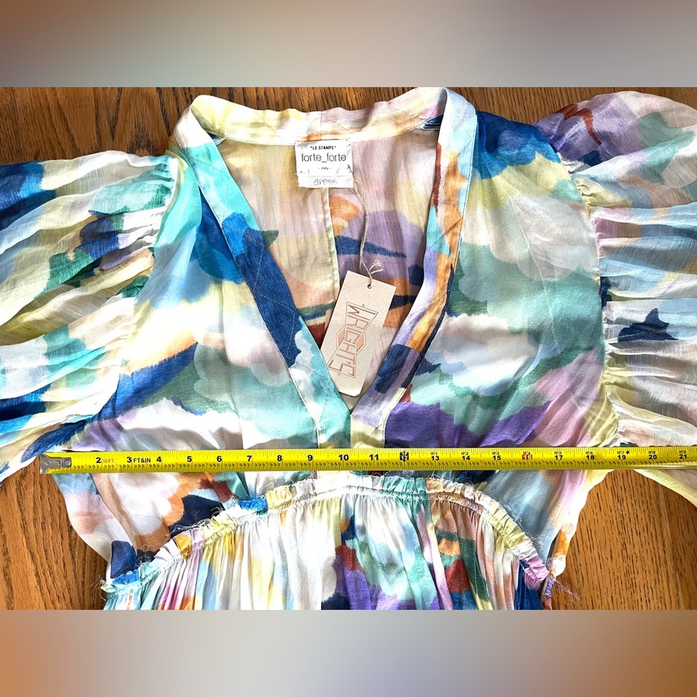 Forte Forte Silk Chiffon Dress with "Up Above in The Sky" Print in Morning. 10 - Picture 15 of 16